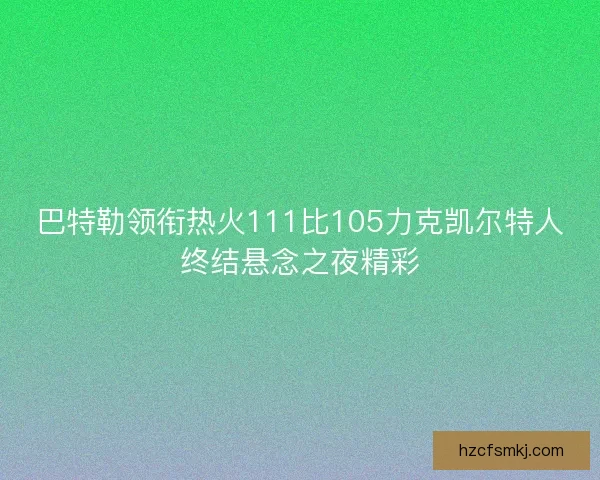 巴特勒领衔热火111比105力克凯尔特人终结悬念之夜精彩